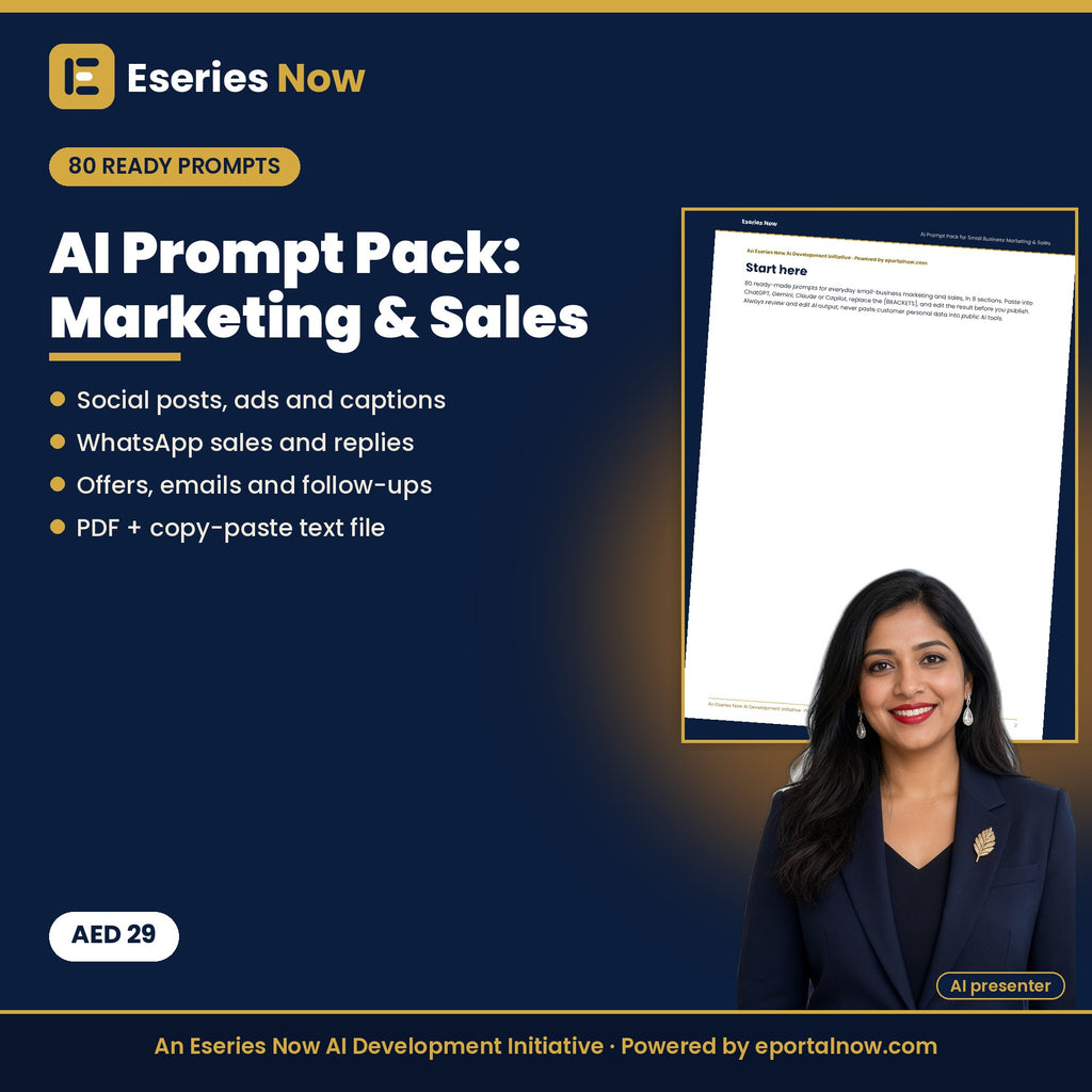 AI Prompt Pack for Small Business Marketing & Sales (80 Prompts) by Eseries Now