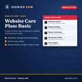 Website Care Plan: Basic by Eseries Now: software updates, weekly backups, uptime monitoring, 30 minutes of edits, email support