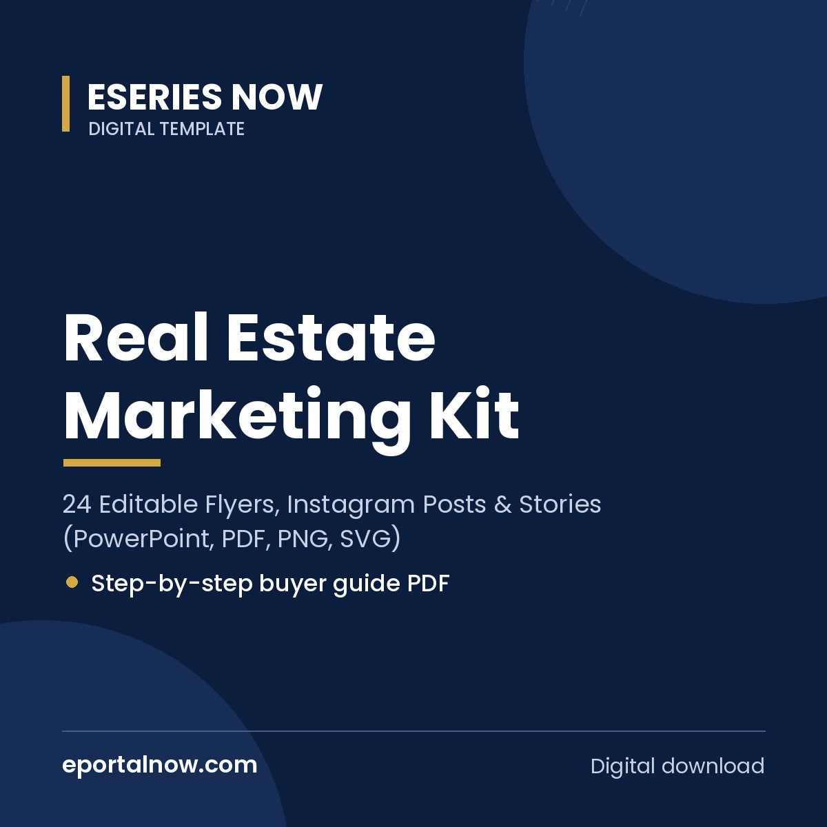 Real Estate Marketing Kit: 24 Editable Flyers, Instagram Posts & Stories (PowerPoint, PDF, PNG, SVG) | Eseries Now
