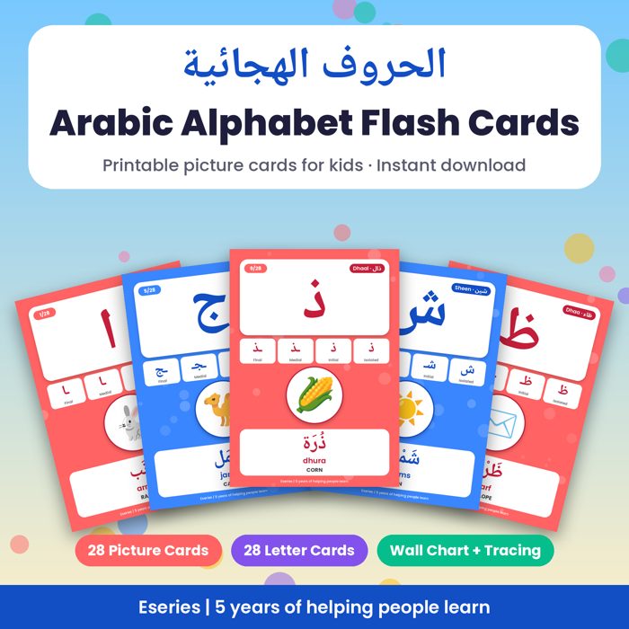 Arabic Alphabet Flash Cards for Kids