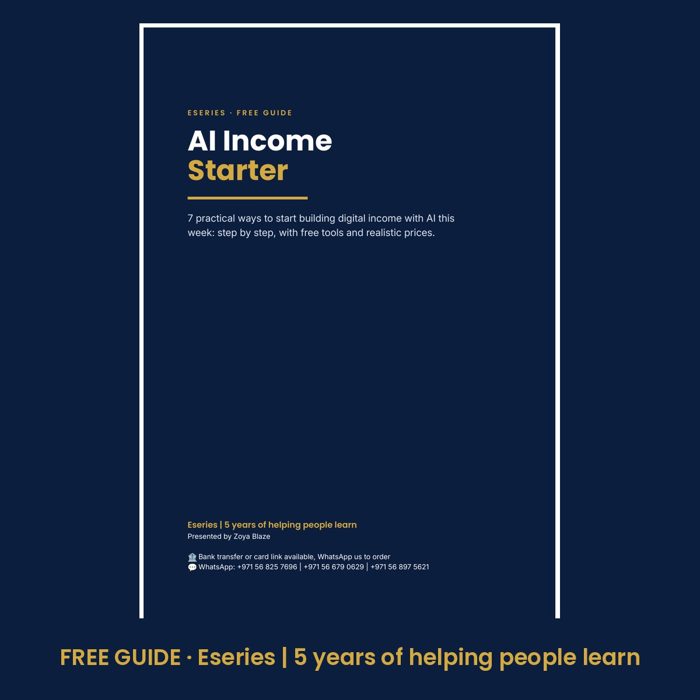 Free AI Income Starter PDF: 7 Ways to Start – cover image, Eseries Now