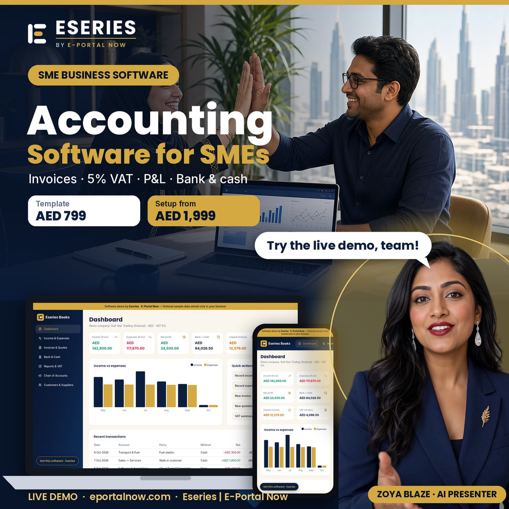 Accounting Software Template for SMEs – cover image, Eseries Now