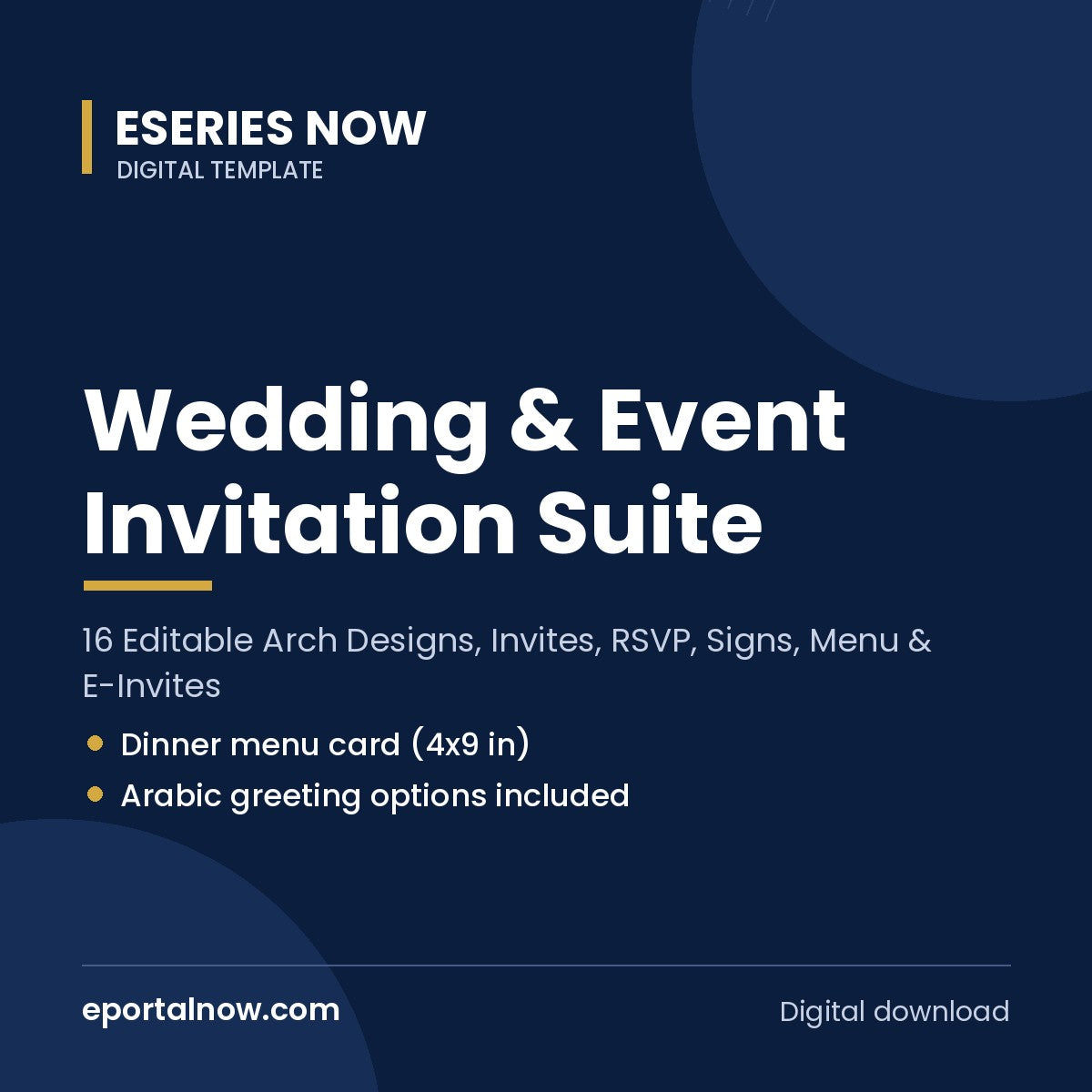 Wedding & Event Invitation Suite: 16 Editable Arch Designs, Invites, RSVP, Signs, Menu & E-Invites | Eseries Now