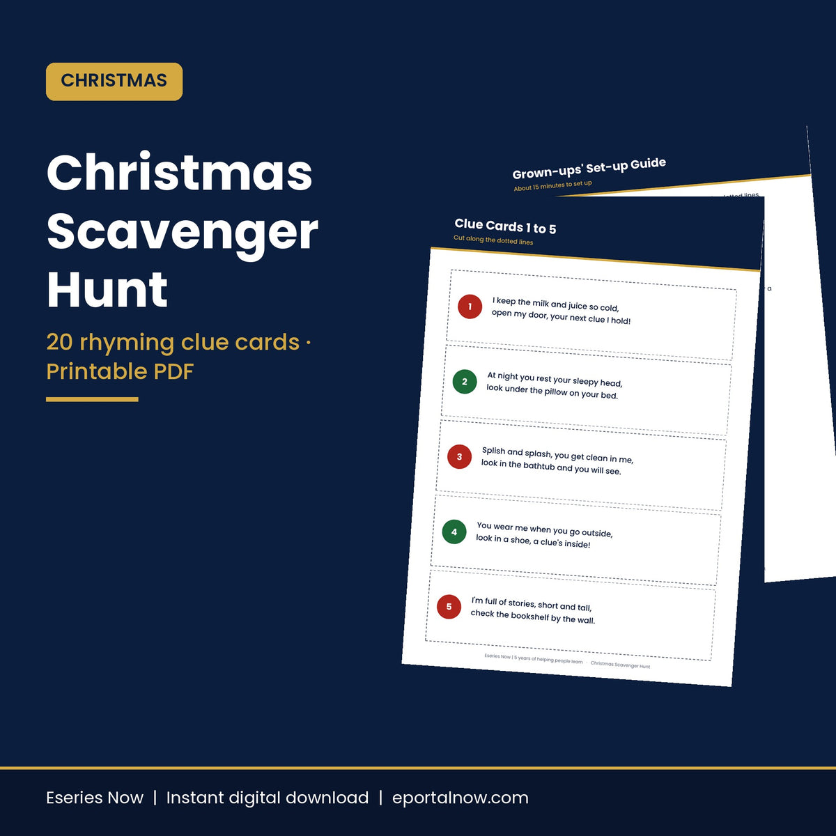 Christmas Scavenger Hunt Clues Printable – cover image, Eseries Now