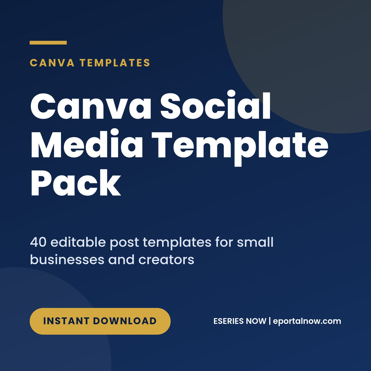 Canva Social Media Template Pack with 40 editable posts, cover image, Eseries Now