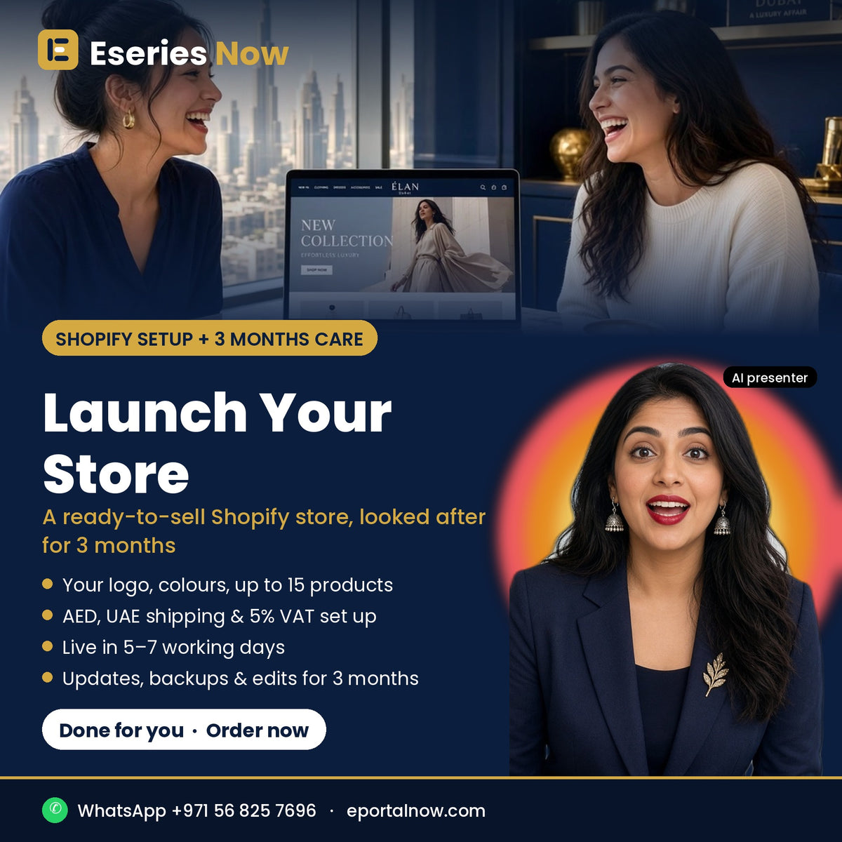 Launch Your Store: Shopify store setup plus 3 months of website care, Eseries Now