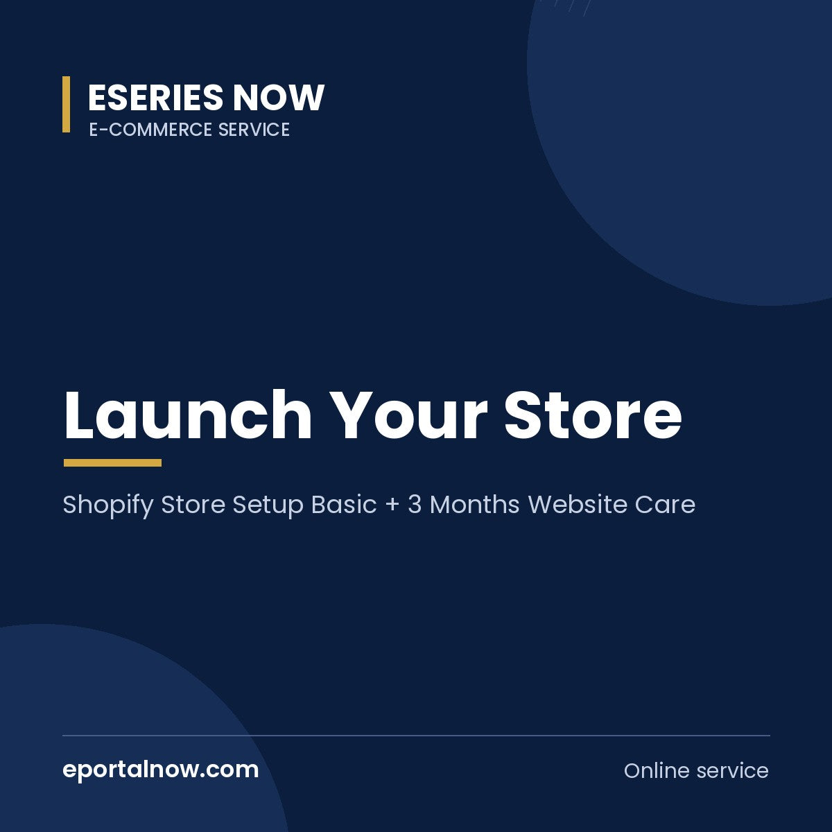 Launch Your Store: Shopify Store Setup Basic + 3 Months Website Care | Eseries Now