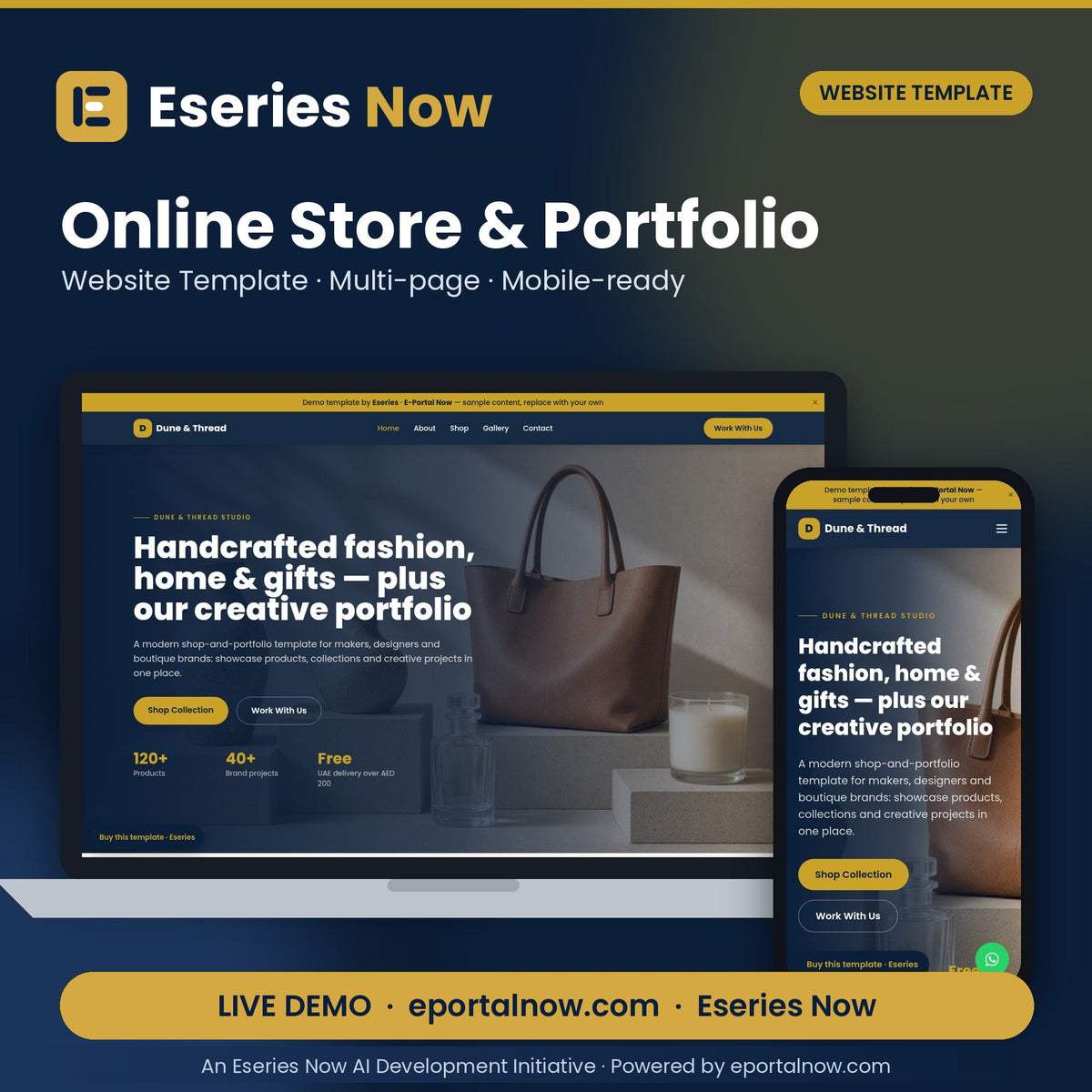 Online Store & Portfolio Website Template – cover image, Eseries Now
