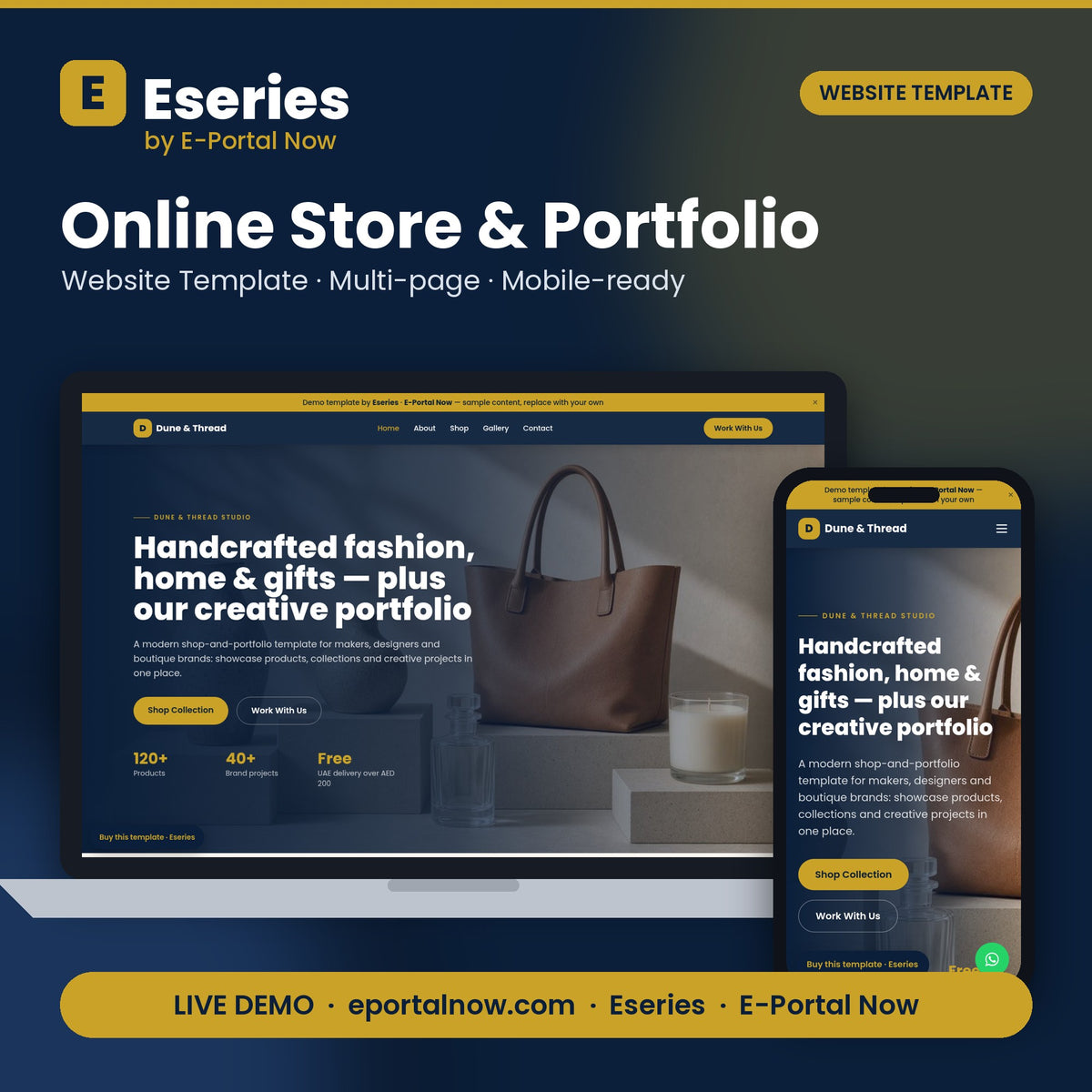 Online Store & Portfolio Website Template — Eseries cover — Eseries · E-Portal Now