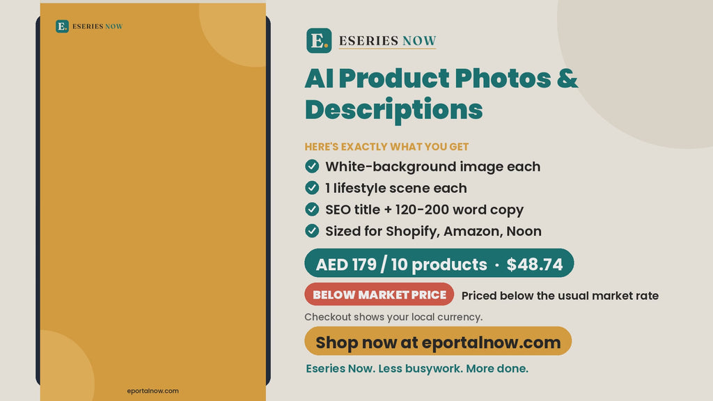AI Product Photos & Descriptions demo video: what you get and price | Eseries Now