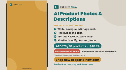 AI Product Photos & Descriptions demo video: what you get and price | Eseries Now