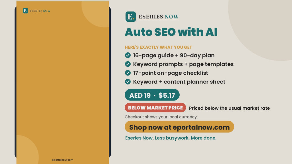 Auto SEO with AI demo video: what you get and price | Eseries Now