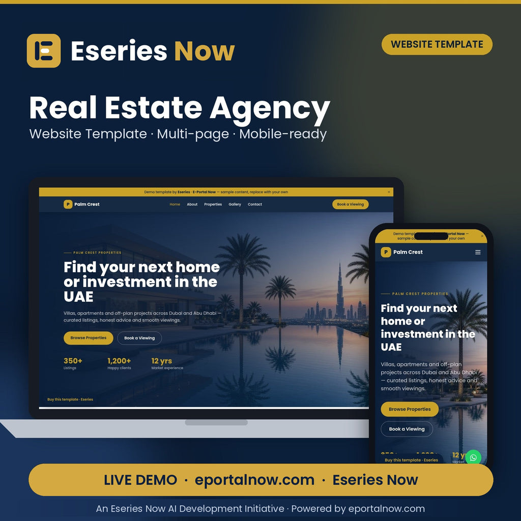 Real Estate Agency Website Template – cover image, Eseries Now