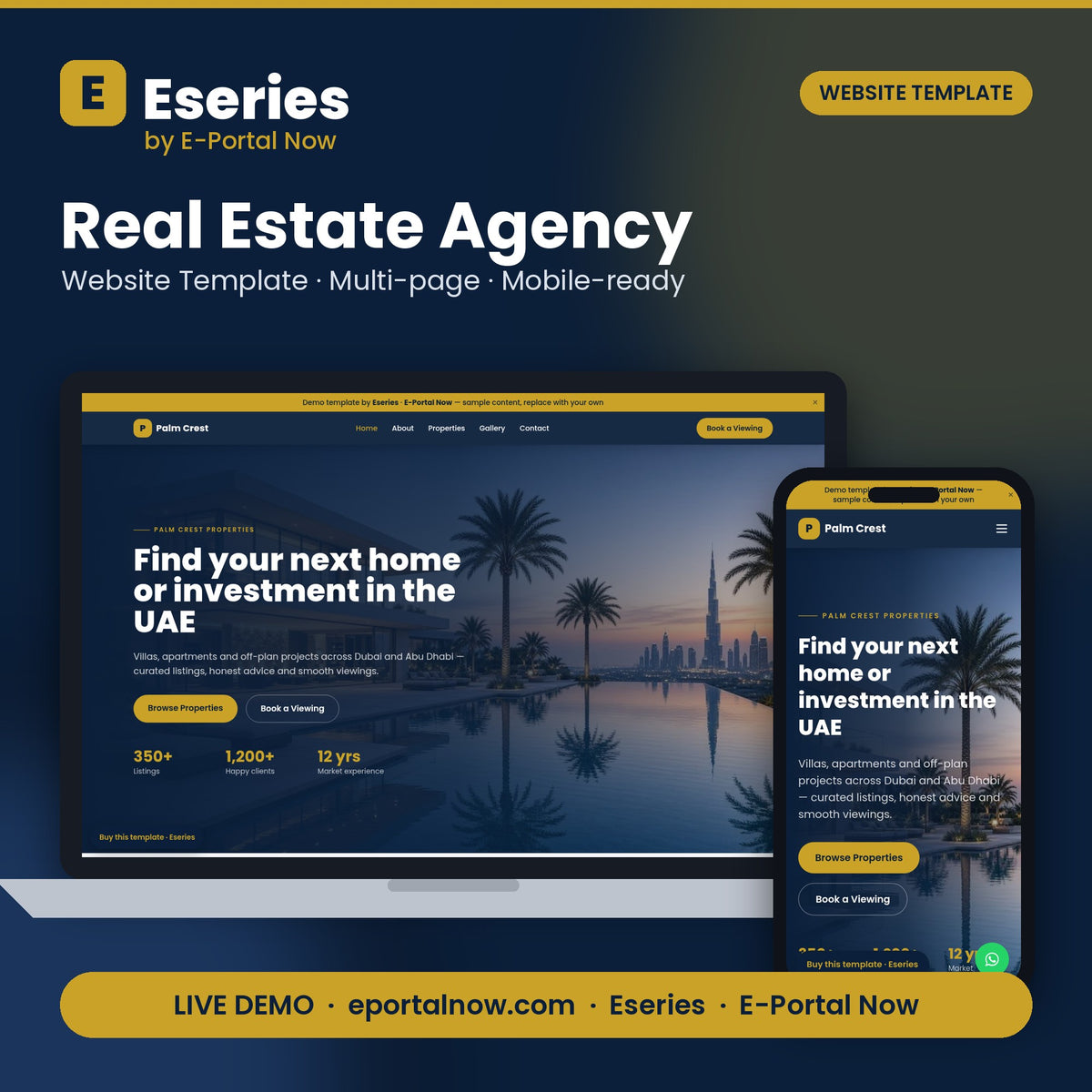 Real Estate Agency Website Template — Eseries cover — Eseries · E-Portal Now
