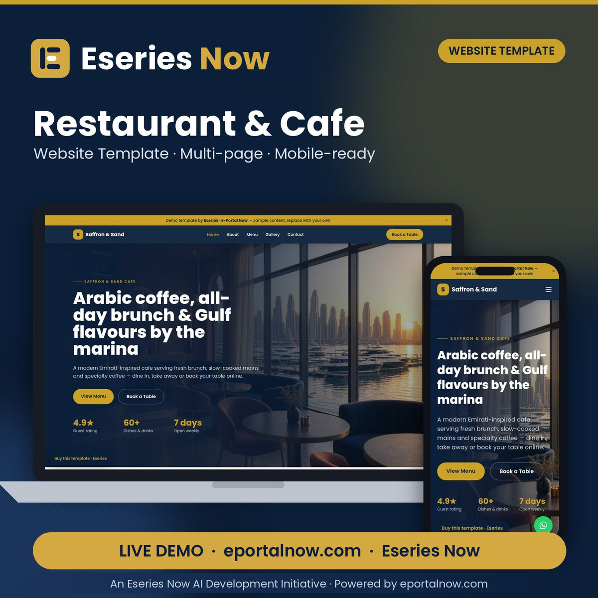 Restaurant & Cafe Website Template – cover image, Eseries Now