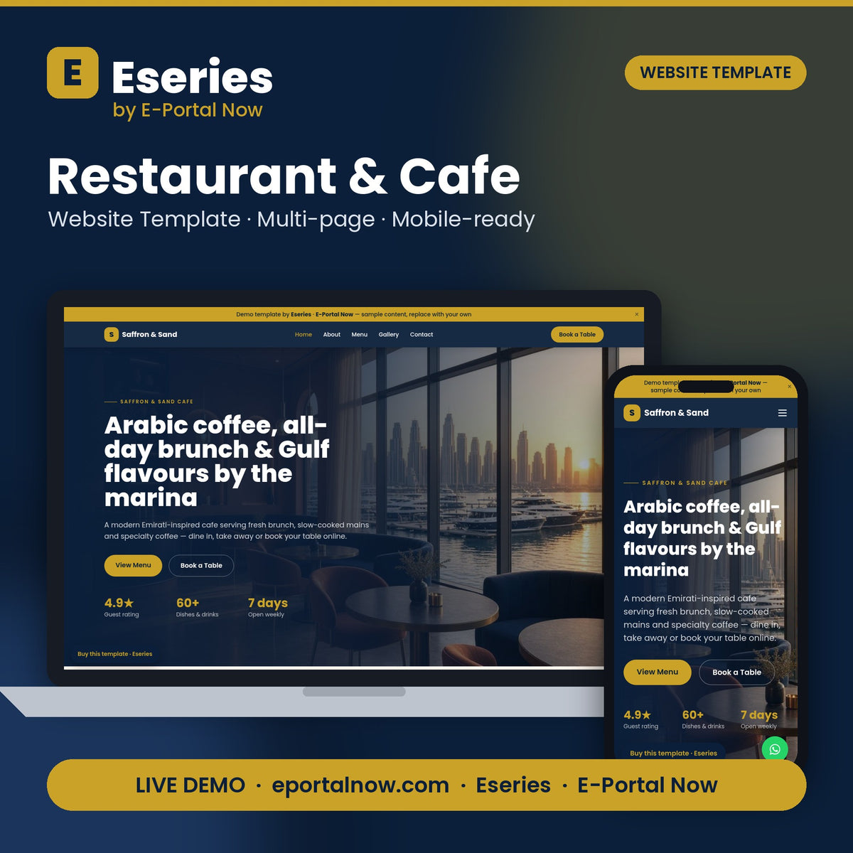Restaurant & Cafe Website Template — Eseries cover — Eseries · E-Portal Now