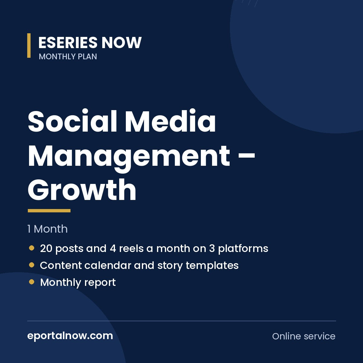 Social Media Management – Growth (1 Month) | Eseries Now