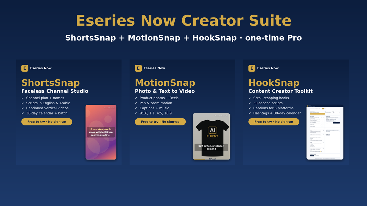 Eseries Now Creator Suite: three creator apps