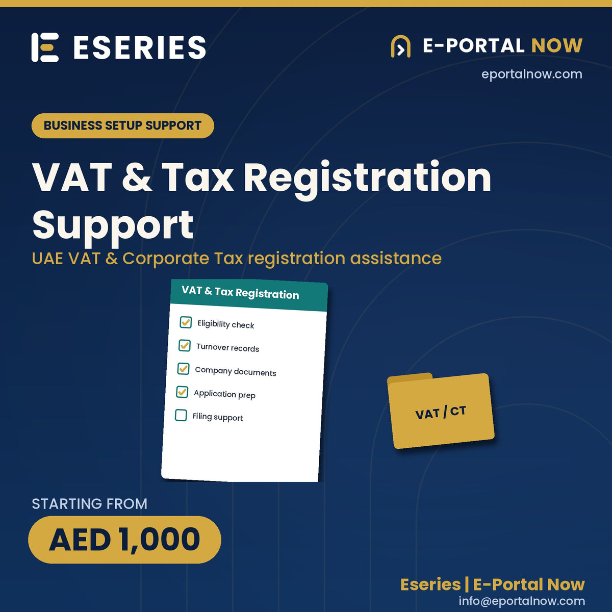 VAT & Tax Registration Support | Eseries | E-Portal Now