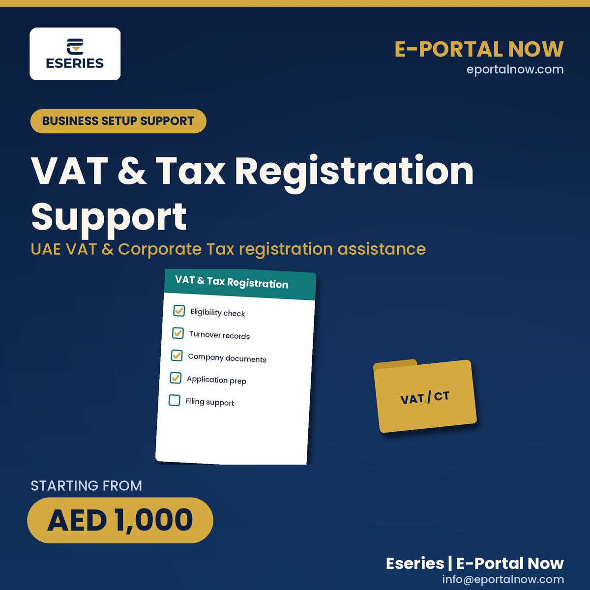 VAT & Tax Registration Support | Eseries | Eseries | E-Portal Now