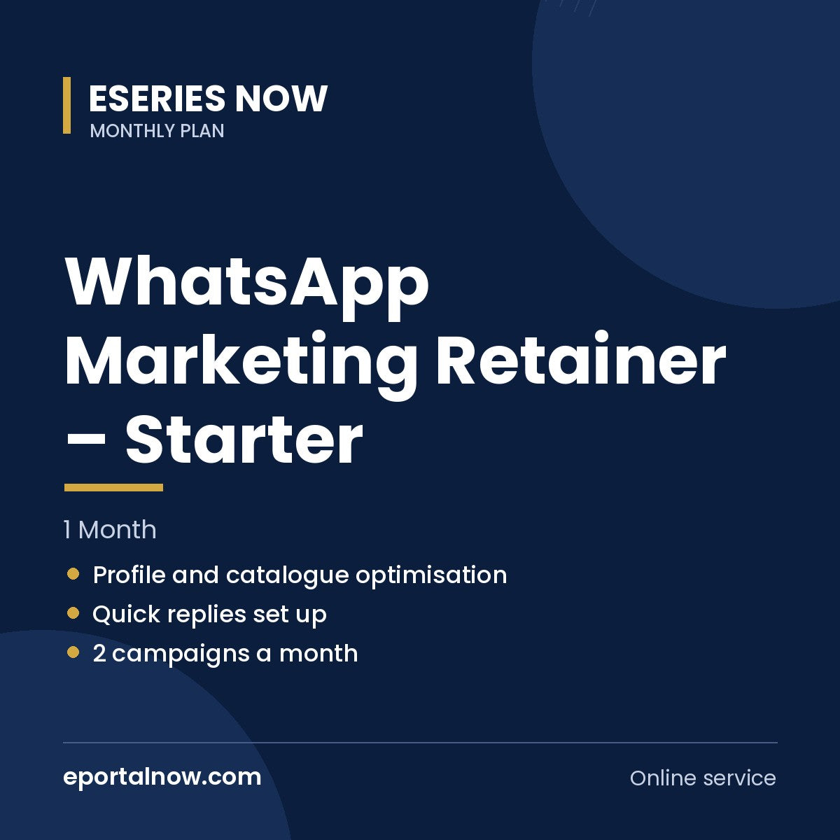WhatsApp Marketing Retainer – Starter (1 Month) | Eseries Now