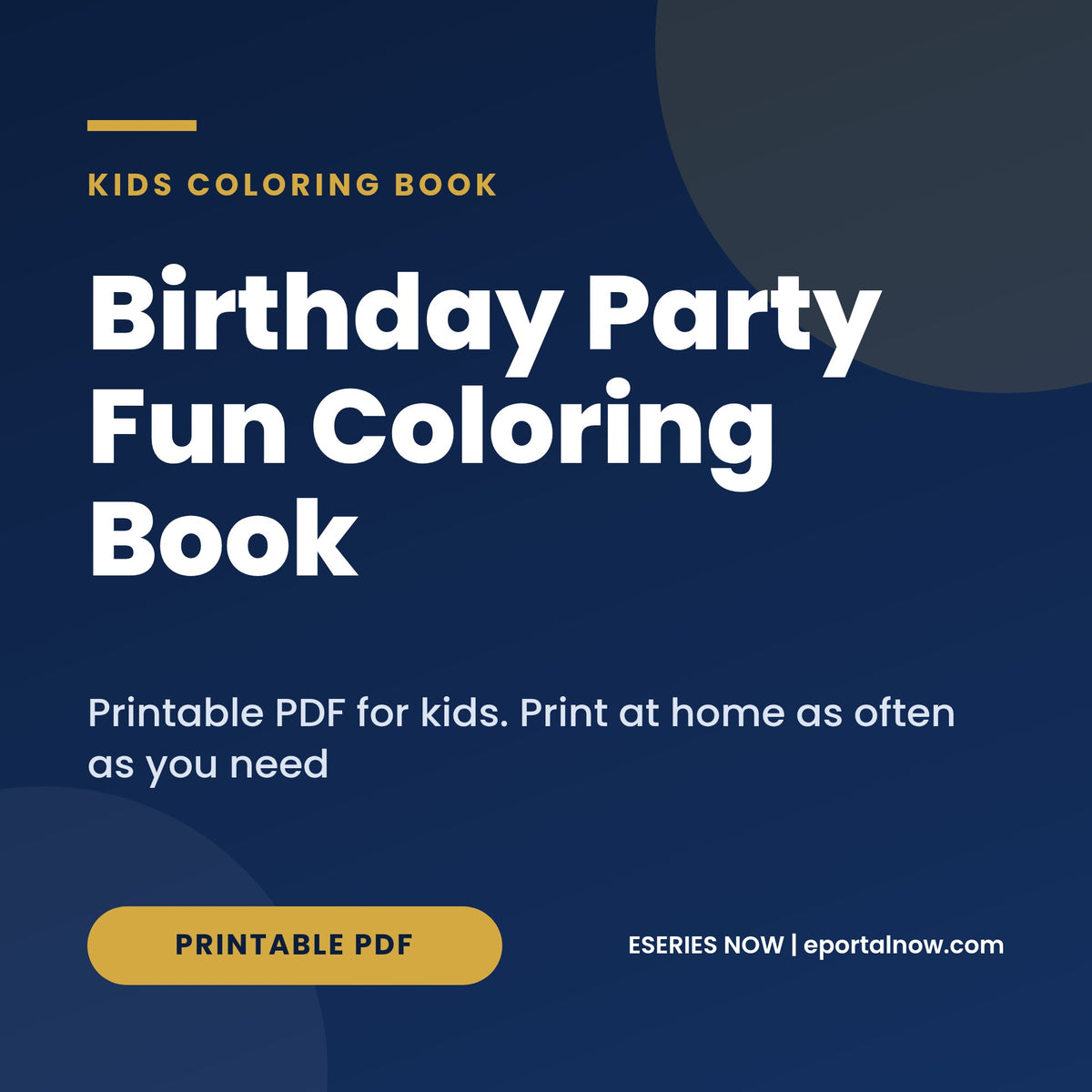 Birthday Party Fun Coloring Book, cover image, Eseries Now