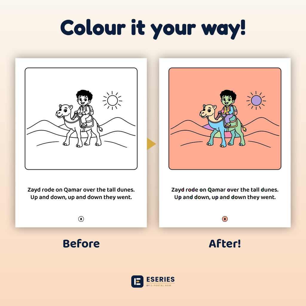 Zayd and the Lost Falcon: before and after colouring